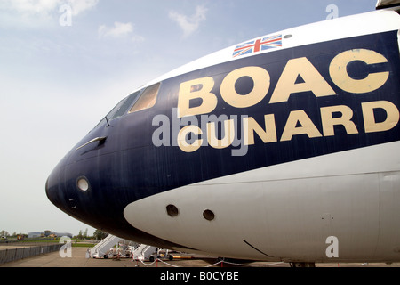 A former BOAC Cunard airliner at the Imperial War Museum at Duxford in England Stock Photo