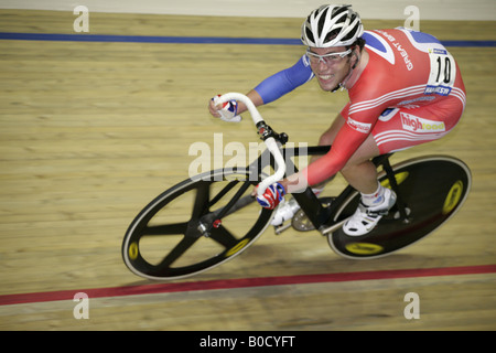 Mark Cavendish GB member of Gold Medal winning team Manchester UK Velodrome UCI Track Cycling World Championships 2008 Stock Photo