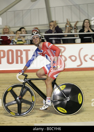 Mark Cavendish GB member of Gold Medal winning team Manchester UK Velodrome UCI Track Cycling World Championships 2008 Stock Photo