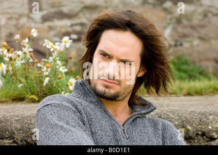 Male portrait looking thoughtful Stock Photo