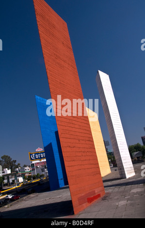 The Satélite Towers, built in the middle of the main highway in the Salélite region of Mexico City. Built by Luis Barragán. Stock Photo