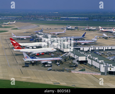 Aerial view of early 1990's Heathrow Airport London UK Stock Photo - Alamy