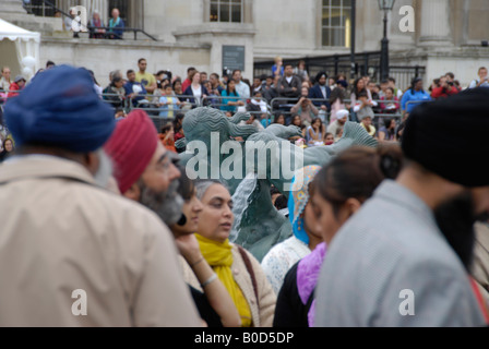 Spectators at the 2008 Vaisakhi Sikh New Year Festival in Trafalgar Square London Stock Photo