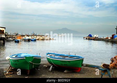 The old town of Sorrento going down into the original fishing harbour of Marina Grande in Sorrento Stock Photo