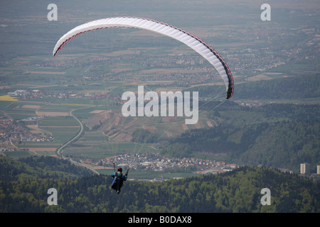 Paraglider at Kandel Mountain Black Forest Germany Stock Photo