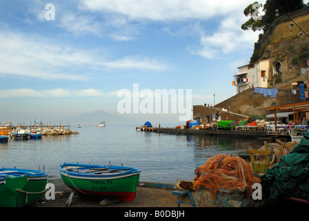 The old town of Sorrento going down into the original fishing harbour of Marina Grande in Sorrento Stock Photo