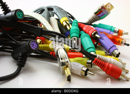 Audio visual and computer cables Stock Photo