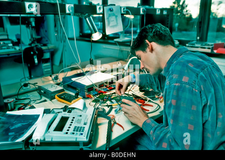 Rennes, France, Research Development "Hi Tech" Lab in Atalante "cience  "Electronics Engineer" at Work at Desk in side Stock Photo