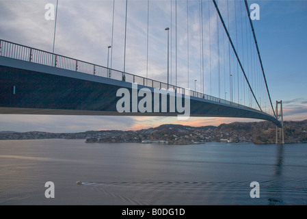 The Askoy suspension bridge outside of Bergen, Norway connecting the mainland with Askøy island. Stock Photo