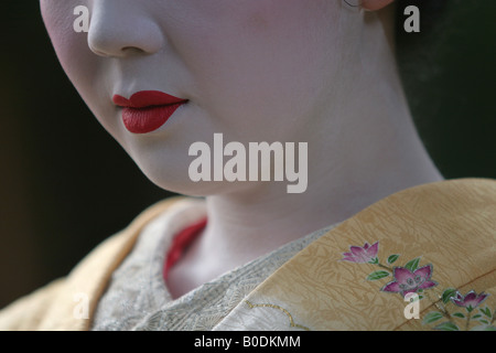 'Umechika'- a 22 year old Maiko from Kamishichiken district, Kyoto Japan, 2005 Stock Photo