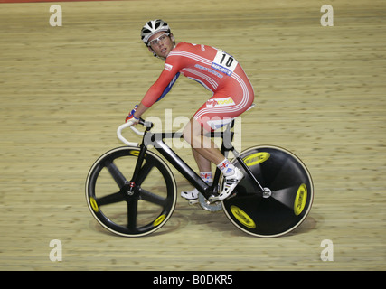 Mark Cavendish GB member of Gold Medal winning team Manchester UK Velodrome UCI Track Cycling World Championships 2008 Stock Photo