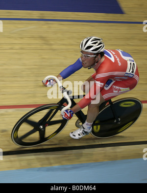 Mark Cavendish GB member of Gold Medal winning team Manchester UK Velodrome UCI Track Cycling World Championships 2008 Stock Photo