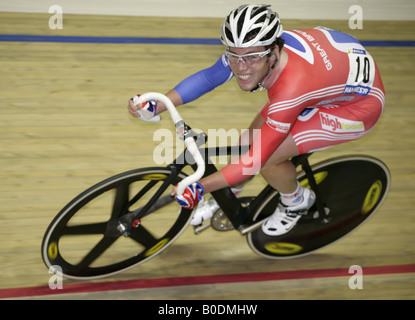 Mark Cavendish GB member of Gold Medal winning team Manchester UK Velodrome UCI Track Cycling World Championships 2008 Stock Photo
