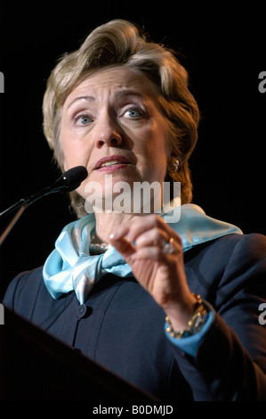 Hillary Clinton speaks at a National Air Traffic Controllers Association meeting in Washington DC. Stock Photo