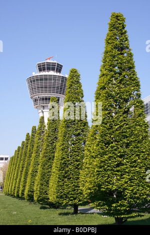 outside airport Munich, Terminal 2,  Tower, Bavaria. Germany, Europe. Photo by Willy Matheisl Stock Photo