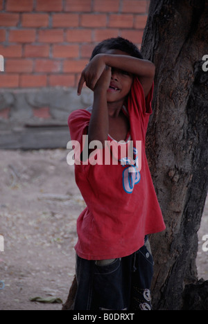 khmer boy at charity rin school, steung mean chey rubbish dump, phnom penh , cambodia Stock Photo