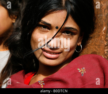 young nepali woman annapurna nepal Stock Photo