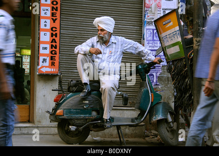 sikh man in deep thought delhi india Stock Photo