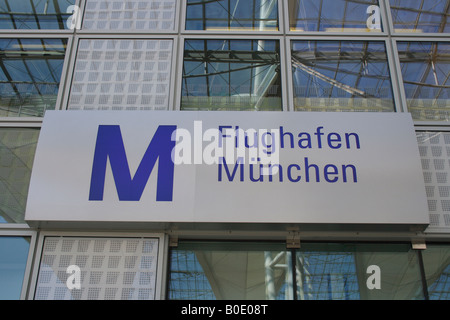 sign Flughafen Muenchen, airport Munich, Bavaria. Germany, Europe. Photo by Willy Matheisl