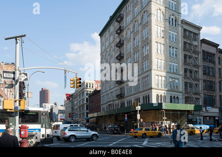 Busy Intersection of Canal Street and Broadway, Soho and Chinatown, Manhattan, New York City Stock Photo