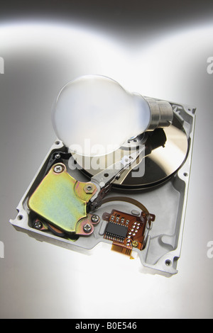 Light Bulb on Hard Disk Stock Photo