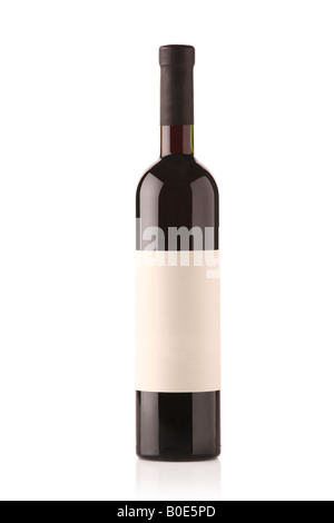 Wine bottle with blank label Stock Photo