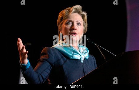 Hillary Clinton speaks at a National Air Traffic Controllers Association meeting in Washington DC. Stock Photo