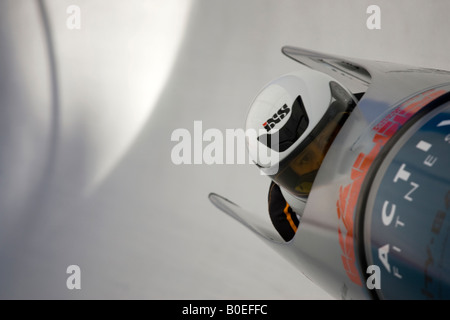 A Womens two woman Bobsleigh team decend the track at St Moritz Switzerland Stock Photo