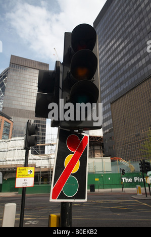 Broken faulty traffic light signals in London England UK united kingdom britain  sign road street transport driving infrastructu Stock Photo