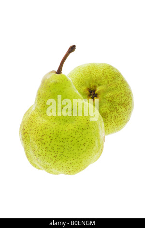 Two fresh pears on white background Stock Photo