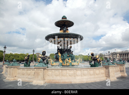 An ornate fountain in the Place de la Concorde, Paris, France Stock Photo