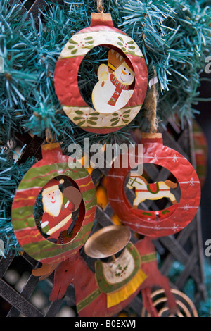 Christmas tree decorations along the Getreidegasse in downtown Salzburg, Austria, Europe. Stock Photo