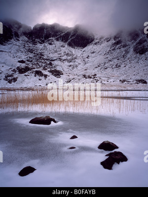 Storm clearing the Devil's Kitchen, Llyn Idwal. Snowdonia National Park. Wales Stock Photo