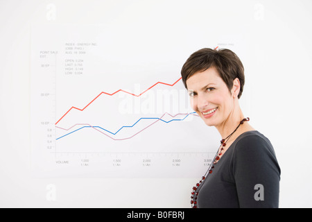 Woman in front of a chart Stock Photo