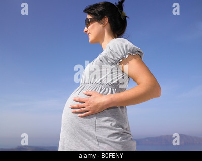 Pregnant woman smiling Stock Photo