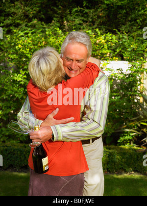 Senior couple hugging Stock Photo