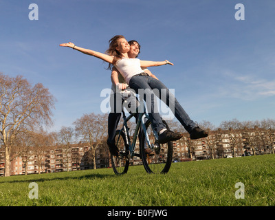 Nude woman riding a bicycle, London Naked Bike Ride, Hyde Park, England