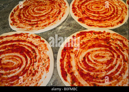 Making pizzas Vienna Austria Stock Photo