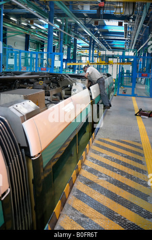 Paris, FRANCE, SNCF Train MAINTENANCE FACTORY T2 TRAMWAY  ALSTOM INC 'Light Rail' Mass Transportation, modern industrial interior, labourer france Stock Photo