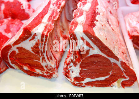Beef cutlets La Boqueria Market Barcelona Catalonia Spain Stock Photo
