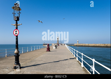 Pier and Seafront, Whitby, East Coast, North Yorkshire, England, United Kingdom Stock Photo