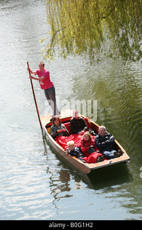 A tourist punt on the river Cam near Trinity College, Cambridge, UK Stock Photo