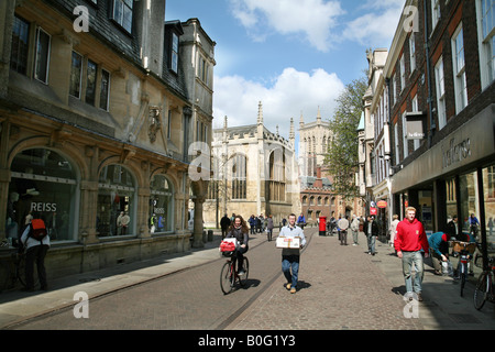 Students on Trinity street, Cambridge, England Stock Photo