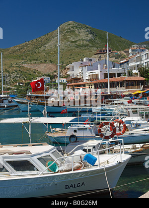 FISHING BOATS MOORED IN HARBOUR AT DATCA, MUGLA TURKEY Stock Photo