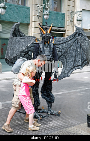 Performer Rambla de las Flores Barcelona Catalonia Spain Stock Photo