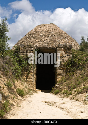 A Mycenaean beehive tomb tholos at Nestors palace above Pilos Messinia Southern Peloponnese Greece Stock Photo