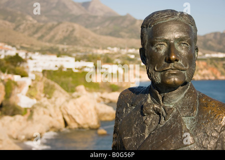 Nerja Costa del Sol Malaga Province Spain Statue of King Alfonso XII on the Balcon de Europa Stock Photo