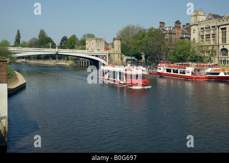 River Ouse with YorkBoat by Lendal Bridge York North Yorkshire England Stock Photo