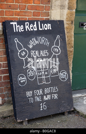 [Red Lion] Pub Lacock blackboard Stock Photo