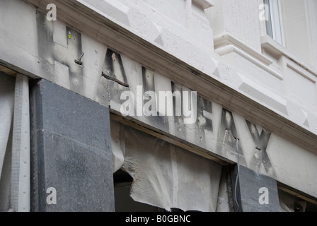 Remains of sign outside partially demolished former Halifax bank in High Holborn London UK Stock Photo